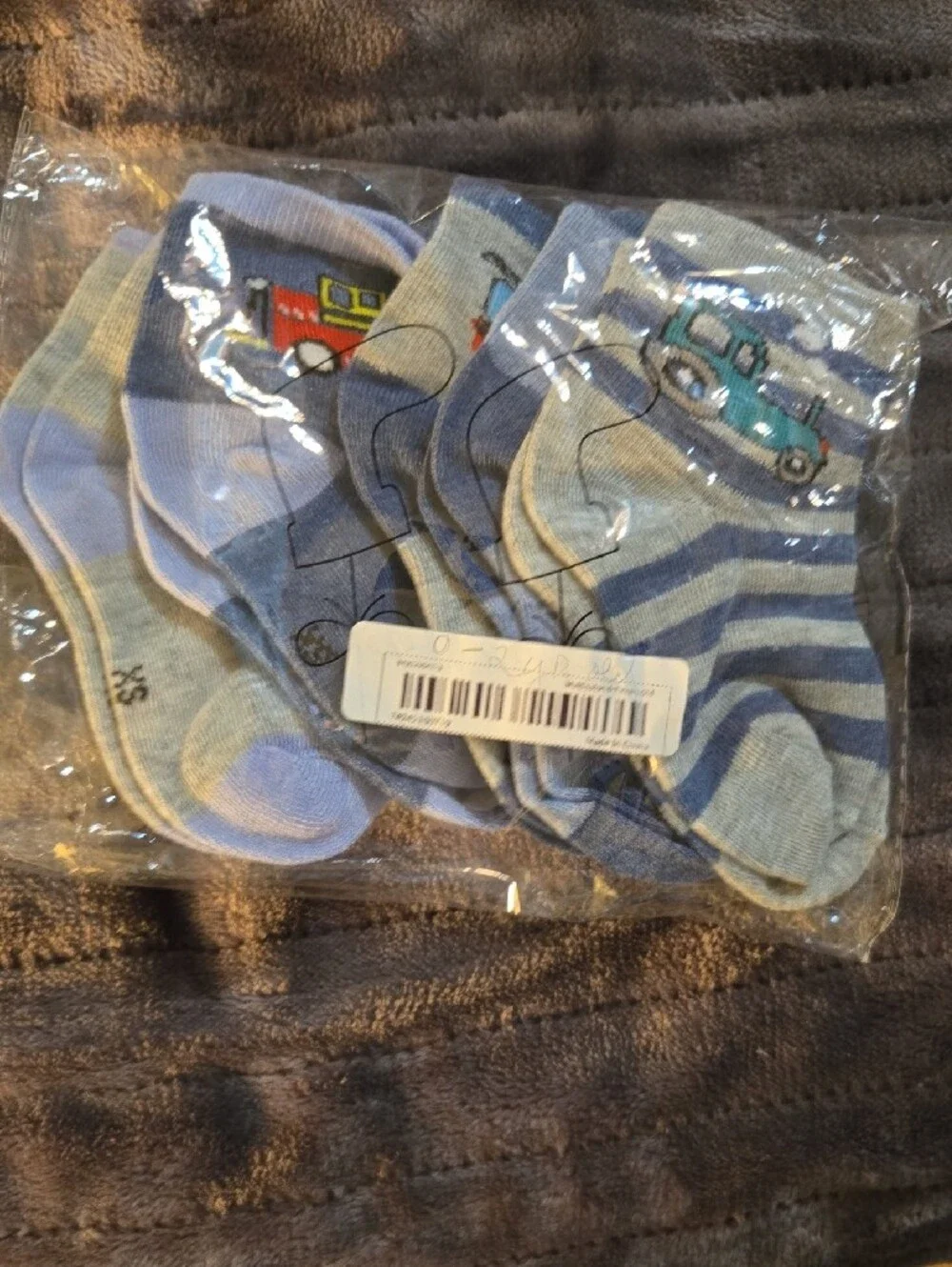 Toddler Vehicle Crew Socks - 5 Pack (Blue & Gray)